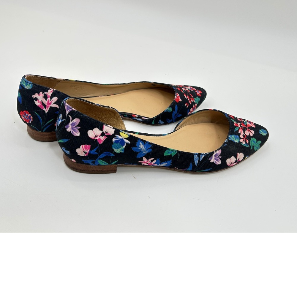 Talbots Floral D'Orsay Flats Black Pointed Toe Ballet Shoes Size 8 Elegant - Picture 7 of 9